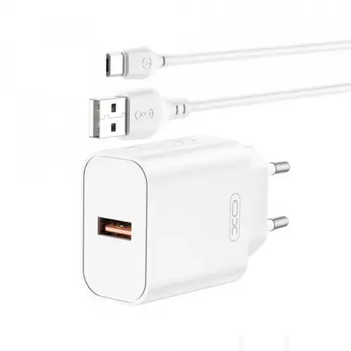 Incarcator Retea Cu Cablu USB-C XO Design CE33, 18W, 3A, 1 x USB-A (Alb)