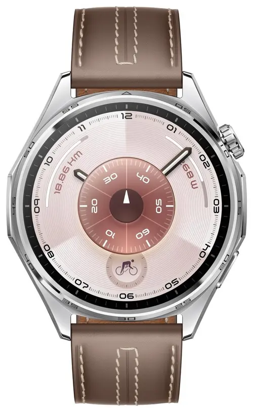 Smartwatch Huawei Watch GT 6 Classic, 46MM, Ecran AMOLED 1.47inch, Bluetooth, GPS, Monitorizare sanatate emotionala, Curea Maro Piele, 5 ATM (Argintiu)