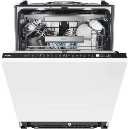 Masina de spalat vase incorporabila Haier XI 6B0M3PDB, 16 seturi, 10 programe, Motor Inverter, WiFi, Deschidere automata usa, Senzor incarcare, Senzor grad murdarie, Clasa B, 60 cm (Alb)