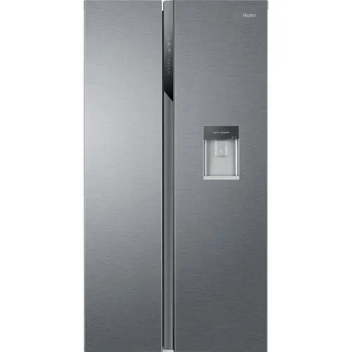 Frigider side by side Haier HSR3918EWPG, 521 l, Total NoFrost, Multi Air Flow, Display, Super Cooling, Super Freezing, Dozator apa, Clasa E, H 177 cm, Argintiu