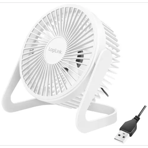 Ventilator de birou LogiLink, USB (Alb)