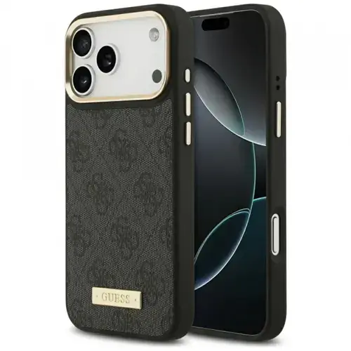 Husa Guess 4G Logo Plate MagSafe pentru Apple iPhone 17 Pro Max,  Neagra