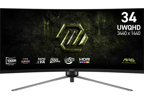 Monitor Gaming Rapid VA LED MSI 34inch MAG 345CQRF E20, UWQHD (3440 X 1440), HDMI, DisplayPort, Ecran curbat, 200 Hz, 0.5 ms (Negru)