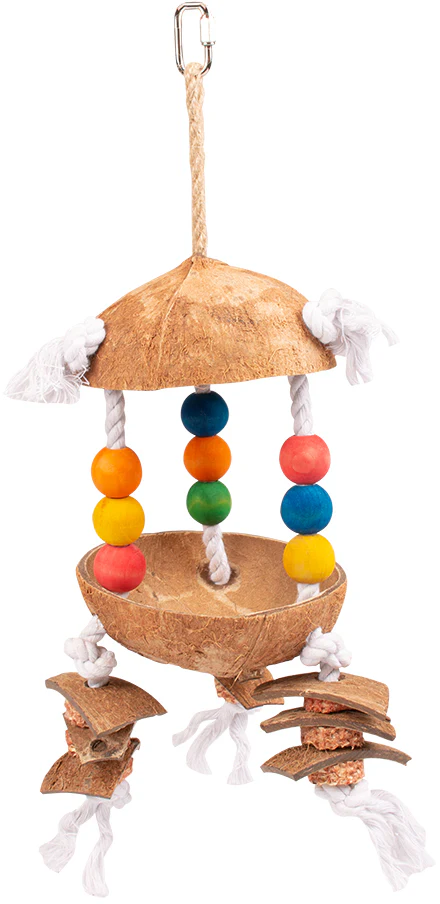 DUVO+ Jucărie pentru păsări Cocos şi bile colorate, 15x15x29cm