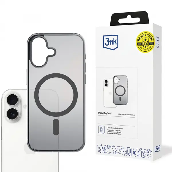 Husa MagSafe pentru Apple iPhone 17, 3MK, Frosty MagCase, Neagra
