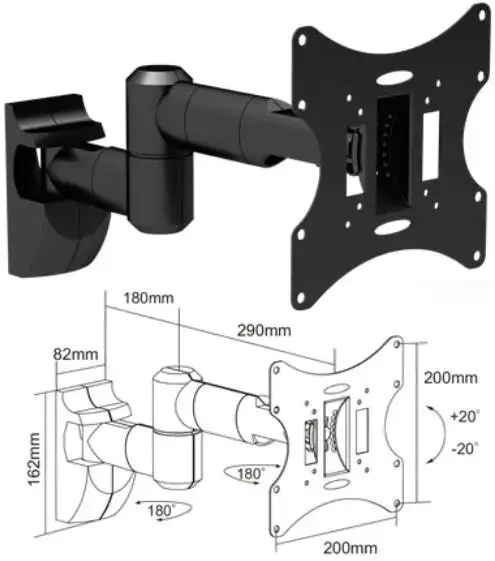 Suport Perete Cabletech UCH0043A, 10inch - 30inch, 30kg (Negru)