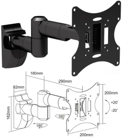 Suport Perete Cabletech UCH0043A, 10inch - 30inch, 30kg (Negru)