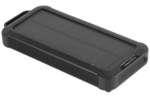 Acumulator Extern Kruger&Matz KM0910, 10000 mAh, Solara, Wireless, USB-A, USB Type-C, MicroUSB, Lightning, Lanterna (Negru)