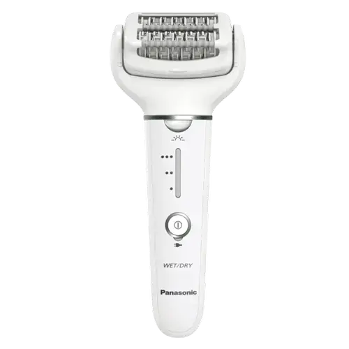 Epilator Panasonic ES-EY31-W503, Wet & Dry, Cordless, 2discuri & 60 pensete, Senzor presiune, Discuri duble, Cap flexibil si pivotant la 90°, 3 viteze (Alb/Crem)