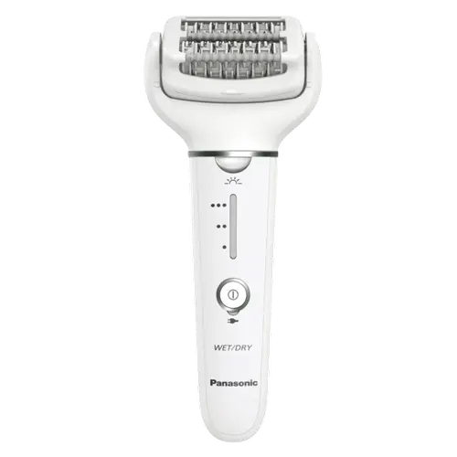Epilator Panasonic ES-EY31-W503, Wet & Dry, Cordless, 2discuri & 60 pensete, Senzor presiune, Discuri duble, Cap flexibil si pivotant la 90°, 3 viteze (Alb/Crem)