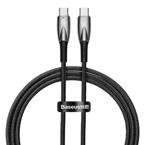 Cablu de date Baseus Glimmer, 2x USB Type-C, Fast Charge, PD 100W, 1m, Negru