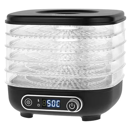 Deshidrator de alimente Teesa TSA3033, 300 W, 5 tavi, Afisaj LCD (Negru)