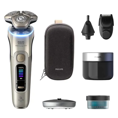 Aparat de ras electric Philips i9000 Prestige Ultra XP9403/31, Umed&Uscat, Cap cu mobilitate 360, Tehnologie Triple Action Lift&Cut, Lame NanoTech Dual Precision (Auriu)