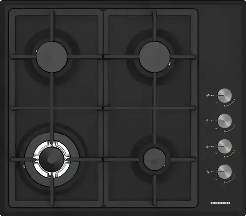 Plita incorporabila HEINNER HBH-S4IWF-BK, Gaz, 4 arzatoare, Aprindere electrica, Wok (Negru)