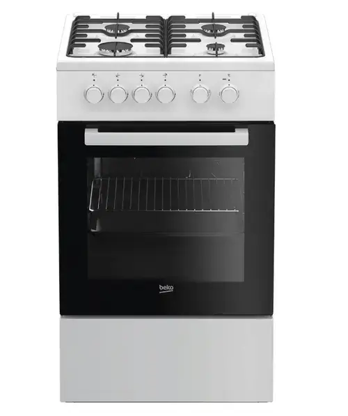 Aragaz Beko FSS52020DW, 4 arzatoare, Aprindere electrica, Cuptor electric, 60 l, Grill, 60 cm (Alb)