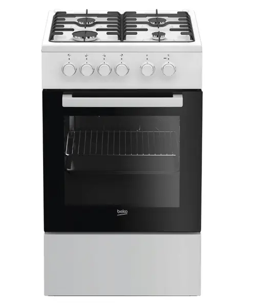 Aragaz Beko FSS52020DW, 4 arzatoare, Aprindere electrica, Cuptor electric, 60 l, Grill, 60 cm (Alb)