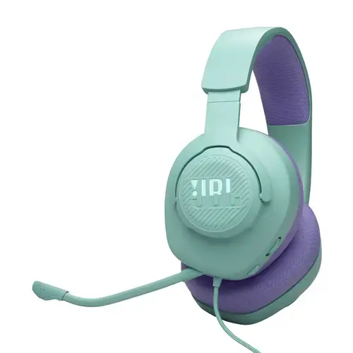 Casti gaming JBL Quantum 100M2, cu fir, microfon detasabil, Jack 3.5mm, Turcoaz