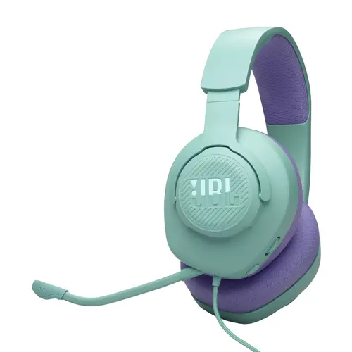 Casti gaming JBL Quantum 100M2, cu fir, microfon detasabil, Jack 3.5mm, Turcoaz