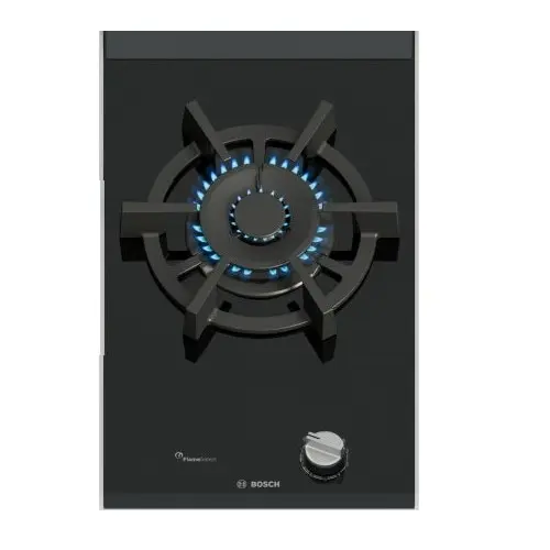 Plita incorporabila Bosch PRA3A6I10, 1 zona de gatit, 30 cm, Arzator Wok pana la 6 kW (Negru)