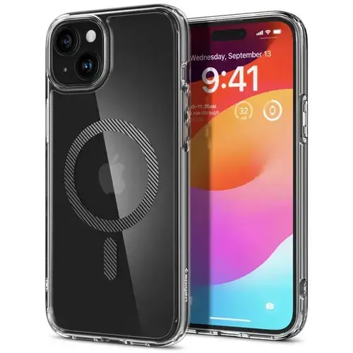 Husa Protectie Spate Spigen Ultra Hybrid MagSafe pentru Apple iPhone 15 Plus (Negru/Transparent)