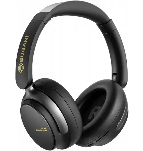 Casti Stereo Wireless Bugani Space BH01, Bluetooth, MultiPoint, A2DP, ANC, Negru