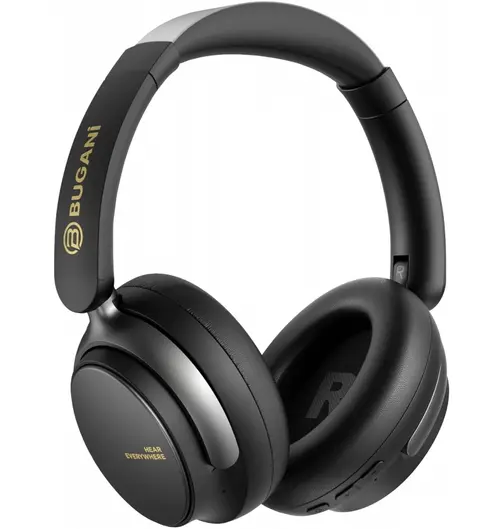 Casti Stereo Wireless Bugani Space BH01, Bluetooth, MultiPoint, A2DP, ANC, Negru