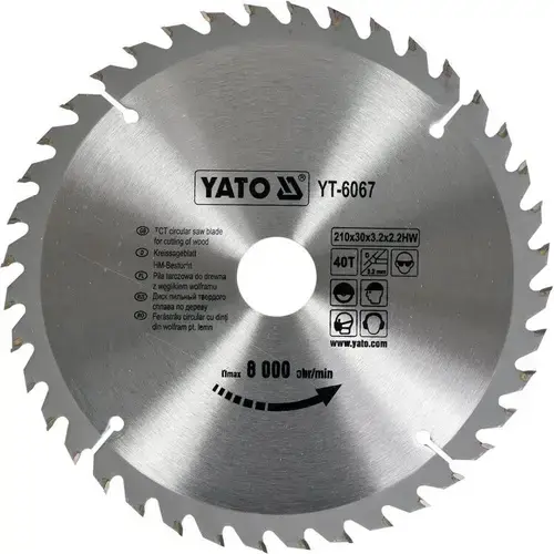 Disc fierastrau circular pentru lemn 210x40x30mm,  Yato YT-6067