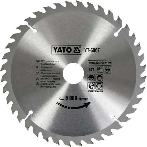 Disc fierastrau circular pentru lemn 210x40x30mm,  Yato YT-6067