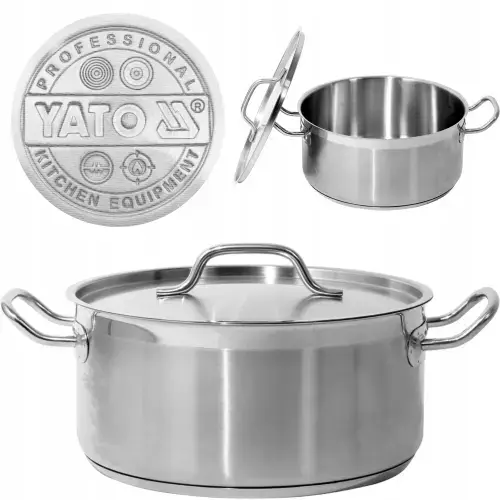 Oala Yato YG-00042 din otel inoxidabil cu capac, 28x13cm, 8L, design profesional