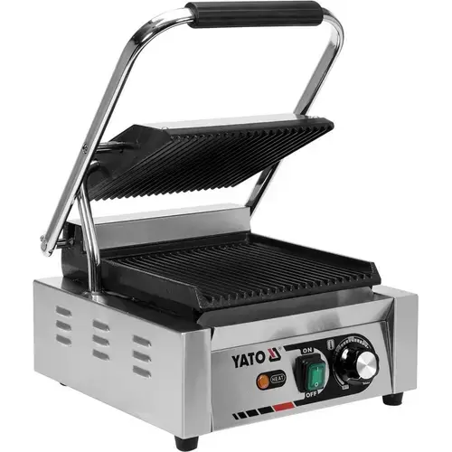 Gratar electric de contact Panini complet canelat Yato YG-04557, 345 x 230 mm, 2.2KW