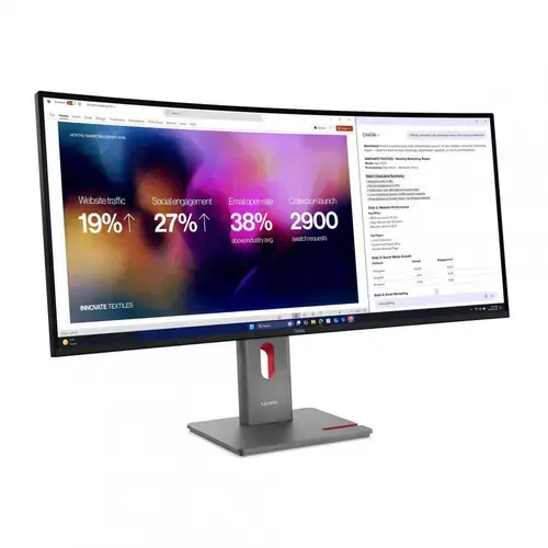 Monitor IPS LED Lenovo ThinkVision 39.7inch P40WD-40, WUHD (5120 x 2160), HDMI, DisplayPort, Ecran curbat, Boxe, 120 Hz, 4 ms (Negru)