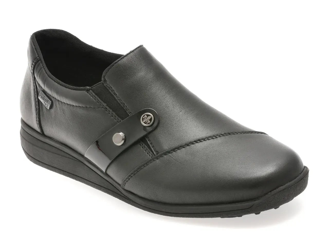Pantofi RIEKER negri, 47250, din piele naturala