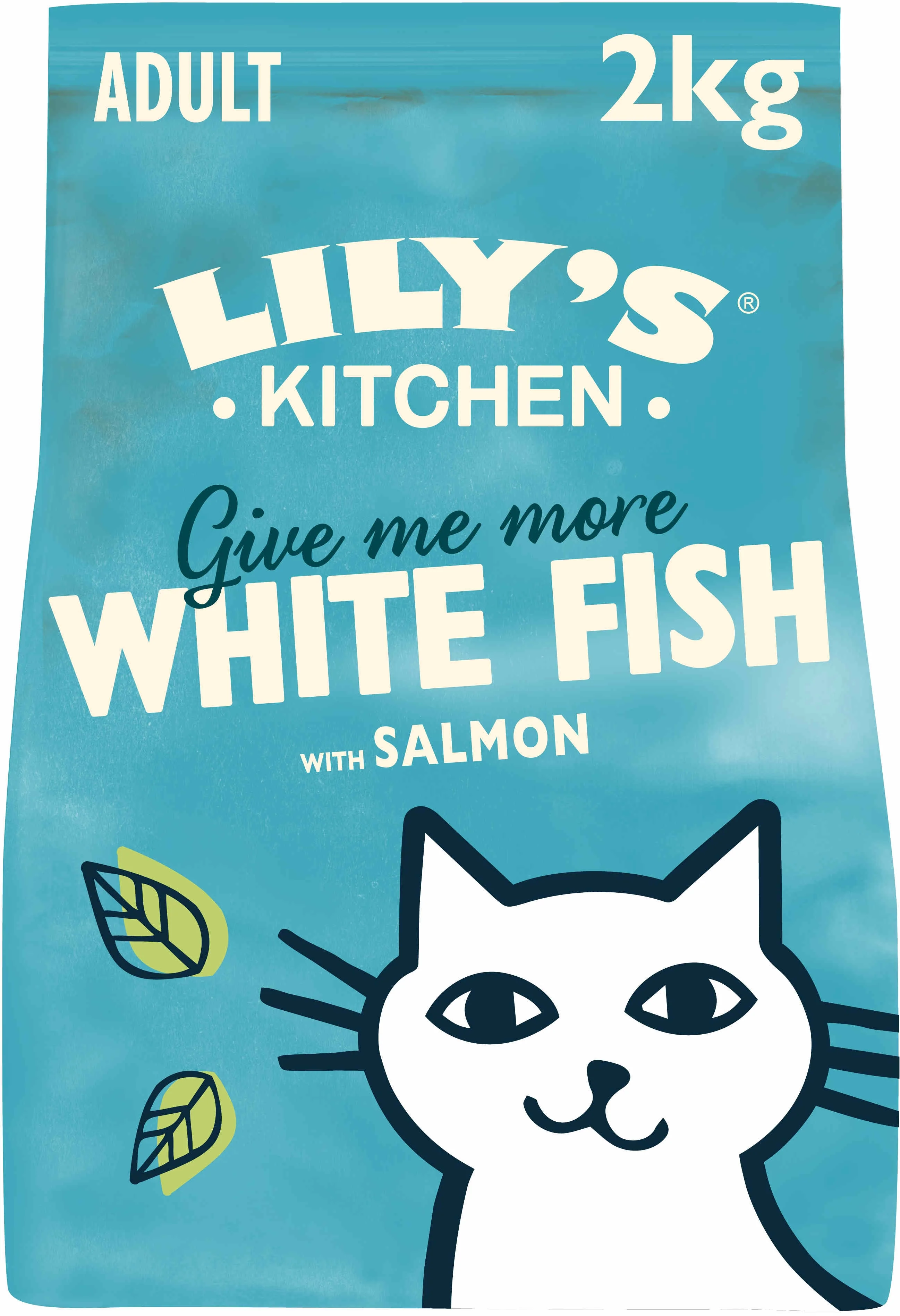 LILY'S KITCHEN Give me more, hrană uscată pentru pisici, cu Peşte alb şi Somon