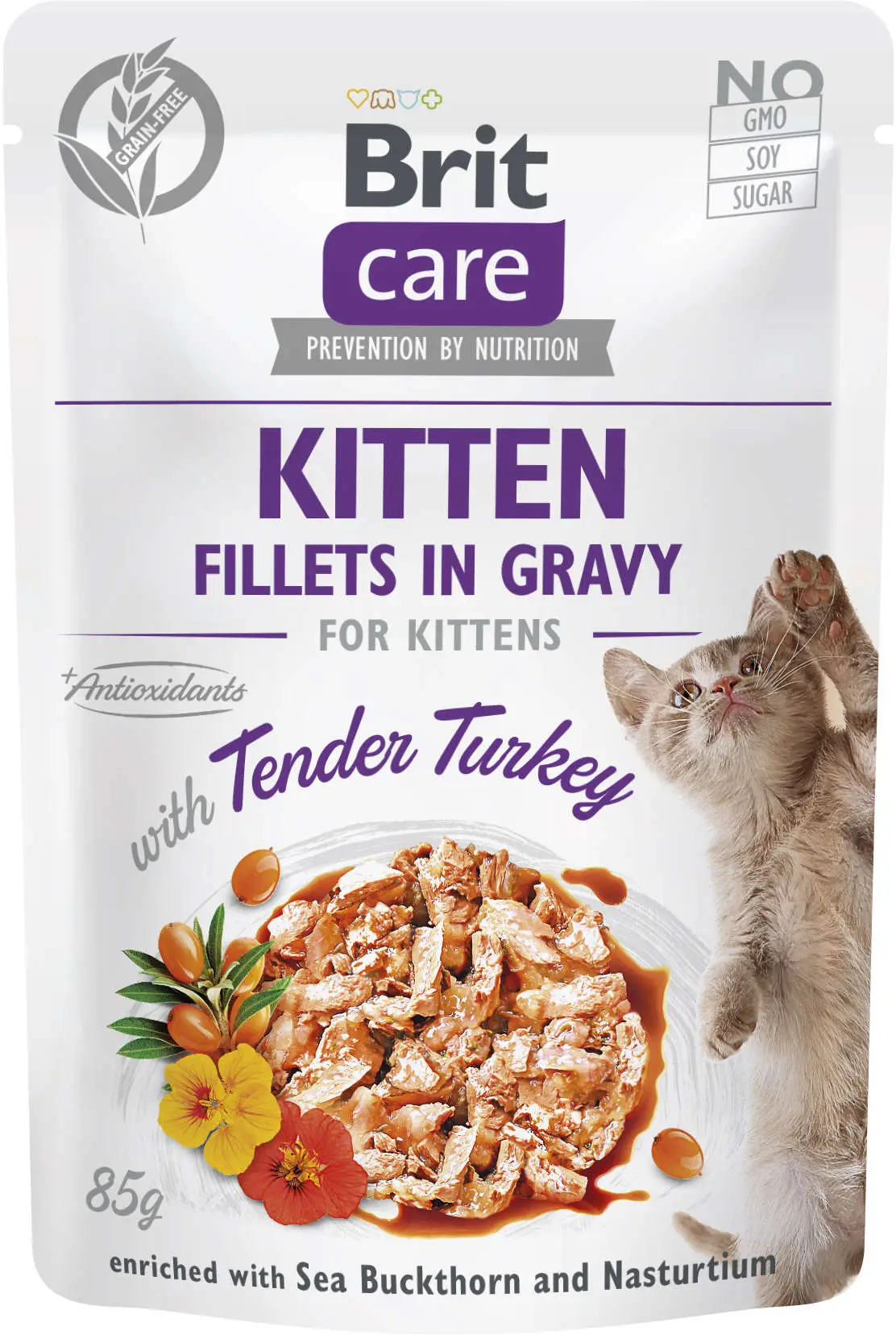 BRIT CARE Plic pentru KITTEN, File de curcan în sos 85g