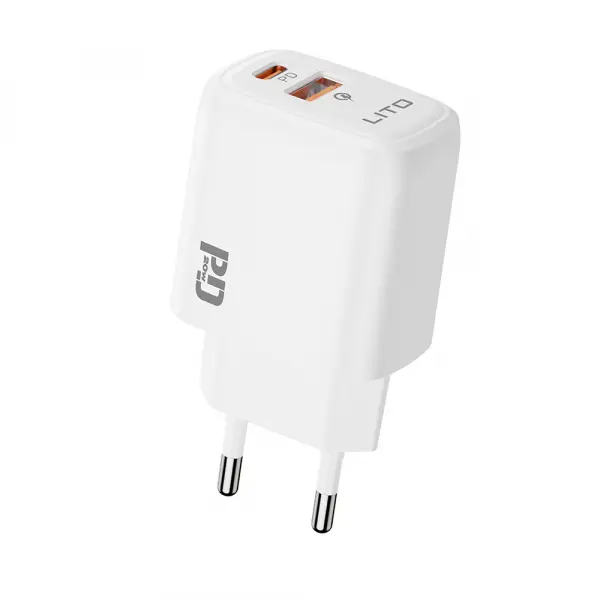 Incarcator Retea Lito LC28, 20W, 3A, 1 x USB-A - 1 x USB-C, Alb