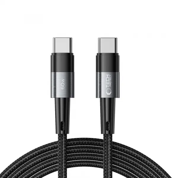 Cablu Date si Incarcare USB-C - USB-C Tech-Protect Ultraboost, 60W, 2m, Gri