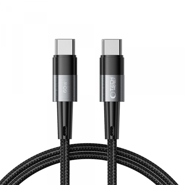 Cablu Date si Incarcare USB-C - USB-C Tech-Protect Ultraboost, 60W, 1m, Gri