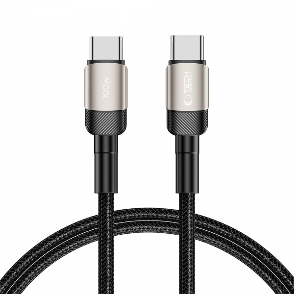 Cablu Date si Incarcare USB-C - USB-C Tech-Protect Ultraboost EVO, 100W, 1m, Argintiu