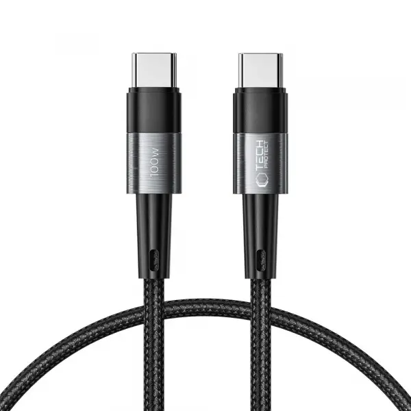 Cablu Date si Incarcare USB-C - USB-C Tech-Protect Ultraboost, 100W, 0.25m, Gri