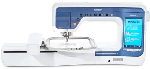 Masina de cusut si brodat Brother Limited Edition V5LEVK1, 514 Cusaturi, 224 Broderi, 1050 Imp/min, Ecran LCD (Alb/Albastru)