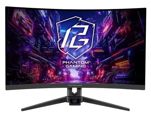 Monitor Gaming VA LED ASRock 27inch PG27QRT2A, QHD (2560 x1440), HDMI, DisplayPort, Boxe, Ecran curbat, 180 Hz, 1 ms (Negru)