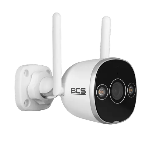 Camera supraveghere exterior BCS BASIC BCS-B-THOME01(2.0), 5MP, 2880x1620, 2.8mm, IR LED 20m, Lumina alba 10m, Microfon, Difuzor, IP67 (Alb)