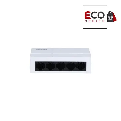 Switch Gigabit Ethernet cu 5 Porturi Dahua Eco Series PFS3005-5GT-L-V2, 1000 Mbps, 2K MAC, Fara management