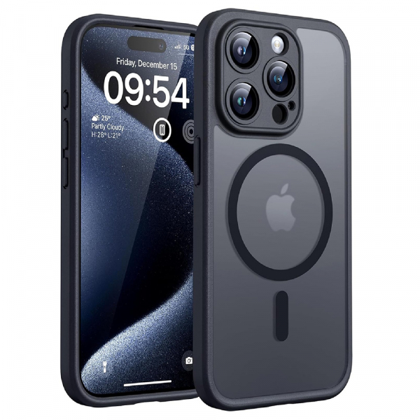 Husa MagSafe pentru Apple iPhone 14 Pro, Techsuit, PureFrost, Neagra