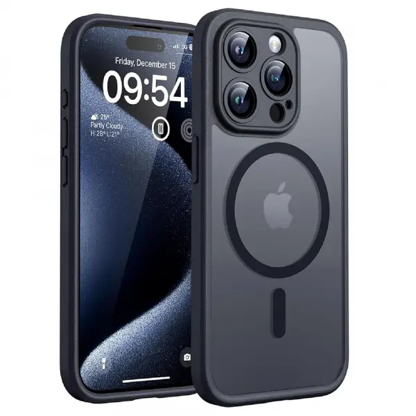 Husa MagSafe pentru Apple iPhone 15 Pro, Techsuit, PureFrost, Neagra