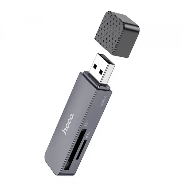 Cititor Card USB HOCO HB45, SD - microSD, Gri