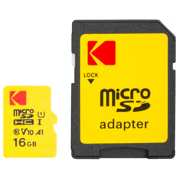 Card Memorie microSDHC Kodak Premium Performance, 16Gb, Clasa 10 / UHS-1 U1, Cu Adaptor EKMSDM16GHC10J6