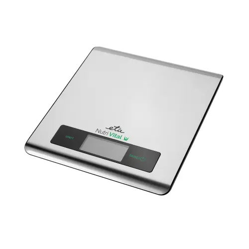 Cantar de bucatarie ETA Nutri Vital Smart 0790 90000, 5 Kg, precizie 1 g, Tehnologie wireless, Otel inoxidabil (Argintiu)