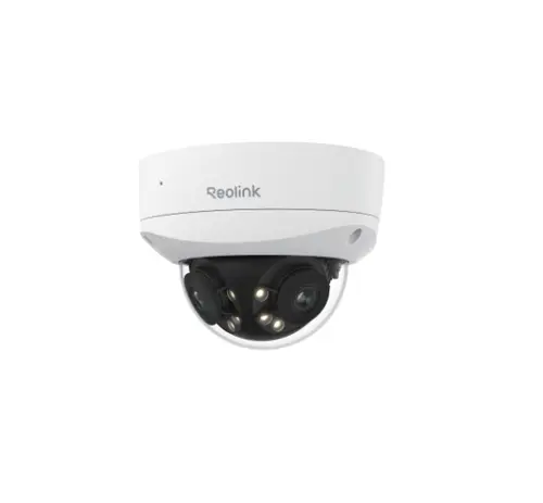 Camera supraveghere exterior IP Dome cu lentila duala Reolink Duo 3V P757, 8+8 MP, 2.8 mm, IR 30 m, 180 grade, microfon si difuzor, night vision color, detectie om/vehicul/animal, timelapse, slot card, sirena, IP67, PoE