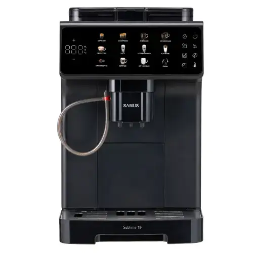 Espressor automat Samus Sublime 19, 1400 W, 19 bari, Ecran IMD 5inch, 10 tipuri bauturi, Rezervor 2l (Negru)